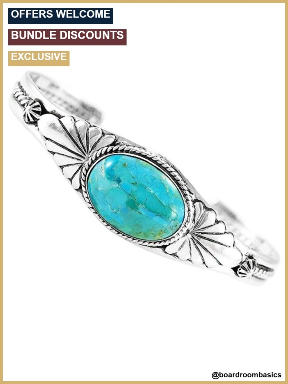 Sterling Silver 925 Turquoise Cuff Bracelet Handmade Gemstone